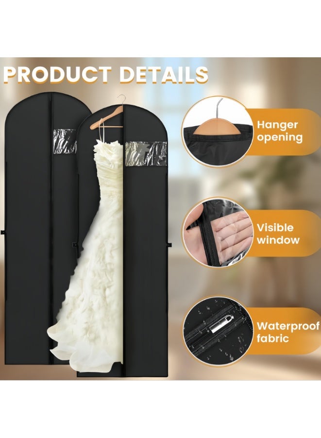 2 PCS Long Dress Bags for Gowns, Wedding Dress Garment Bag for Dresses, Long Garment Bags for Hanging Clothes & Closet Storage, Durable Travel Bag for Women (60*180CM-BLK) - Image 3
